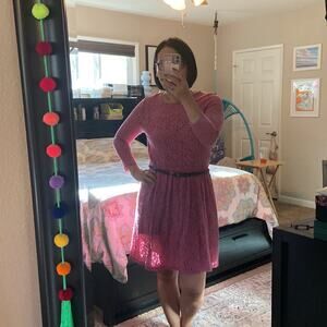 Maison Jules Women Pink Lace Cocktail Dress Size L